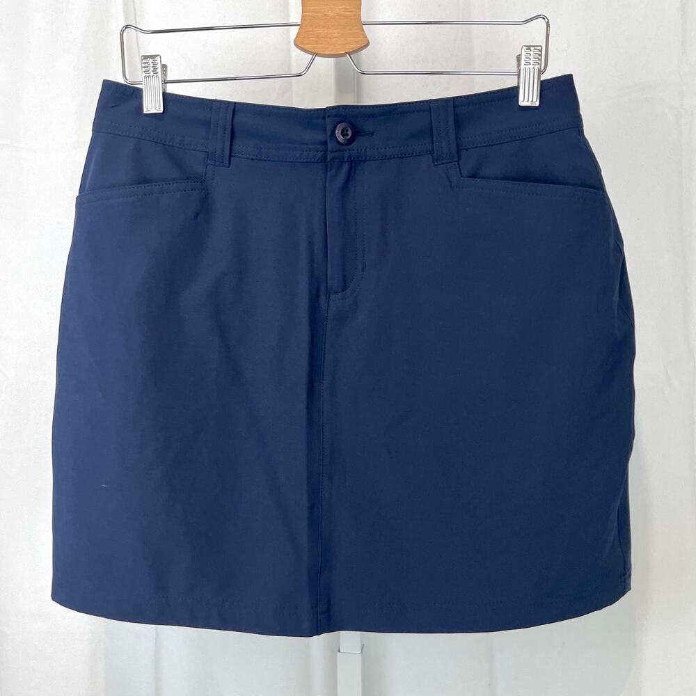 EDDIE BAUER Adventurer 2.0 Skort Skirt w Shorts Zip Fly Pockets Navy Blue Size 8
